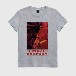 Футболка хлопковая женская Lethal Company: Bracken is Already Behind, цвет: меланж