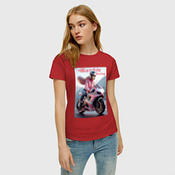 Футболка хлопковая женская Barbie racing - ai art, цвет: красный — фото 2