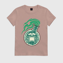 Футболка хлопковая женская Череп в колбе, цвет: пыльно-розовый