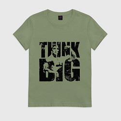 Футболка хлопковая женская Арнольд - мысли масштабно, цвет: авокадо