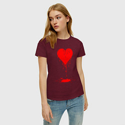 Футболка хлопковая женская Bloody heart, цвет: меланж-бордовый — фото 2