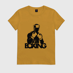 Футболка хлопковая женская Boxing art, цвет: горчичный