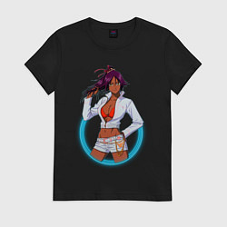 Футболка хлопковая женская Йоруичи Шихоин из аниме и манги Блич, цвет: черный