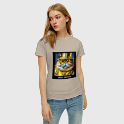 Футболка хлопковая женская Мем кот барон в стиле стимпанк: big boss, цвет: миндальный — фото 2