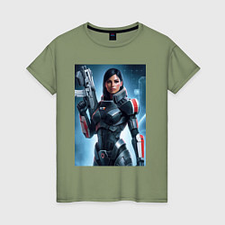 Футболка хлопковая женская Mass Effect -N7 armor, цвет: авокадо
