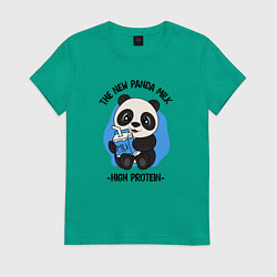 Футболка хлопковая женская Панда с молоком, цвет: зеленый