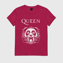 Футболка хлопковая женская Queen rock panda, цвет: маджента