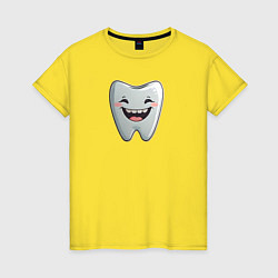 Футболка хлопковая женская Улыбающийся зуб, цвет: желтый