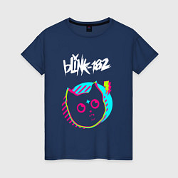 Футболка хлопковая женская Blink 182 rock star cat, цвет: тёмно-синий