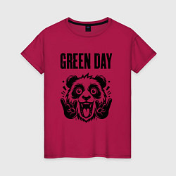Футболка хлопковая женская Green Day - rock panda, цвет: маджента