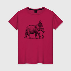 Футболка хлопковая женская Слон замерз, цвет: маджента