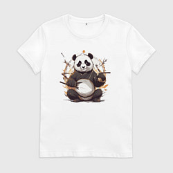Футболка хлопковая женская Спокойствие панды, цвет: белый