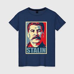 Футболка хлопковая женская Face Stalin, цвет: тёмно-синий