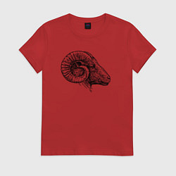 Футболка хлопковая женская Профиль барана, цвет: красный