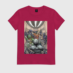 Футболка хлопковая женская Драка с ниндзя, цвет: маджента