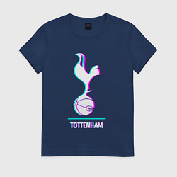 Футболка хлопковая женская Tottenham FC в стиле glitch, цвет: тёмно-синий