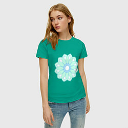 Футболка хлопковая женская Мандала - светло салатовый цветок, цвет: зеленый — фото 2