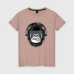 Футболка хлопковая женская Music gorilla, цвет: пыльно-розовый