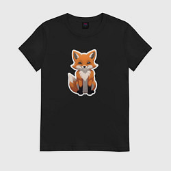 Футболка хлопковая женская Рыжая плутовка, цвет: черный