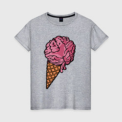 Футболка хлопковая женская Brain ice cream, цвет: меланж