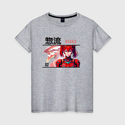 Футболка хлопковая женская Evangelion - Asuka, цвет: меланж