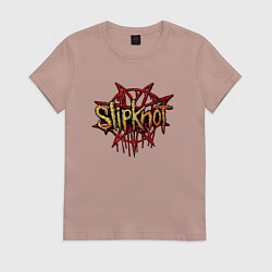Футболка хлопковая женская Slipknot original, цвет: пыльно-розовый