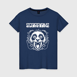 Футболка хлопковая женская Scorpions rock panda, цвет: тёмно-синий