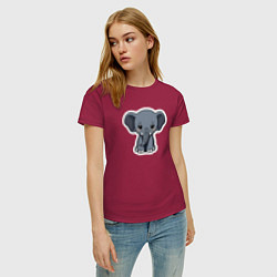 Футболка хлопковая женская Красивый африканский слоненок, цвет: маджента — фото 2