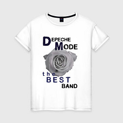 Футболка хлопковая женская Depeche Mode - best of band, цвет: белый