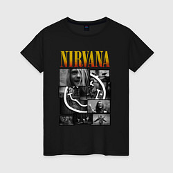 Футболка хлопковая женская Nirvana kurt krist dave, цвет: черный