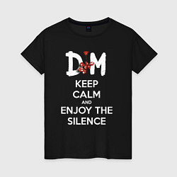 Футболка хлопковая женская DM keep calm and enjoy the silence, цвет: черный