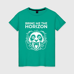 Футболка хлопковая женская Bring Me the Horizon rock panda, цвет: зеленый