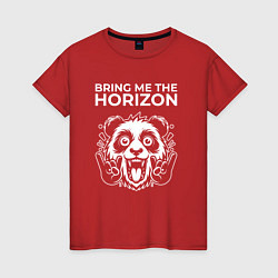 Футболка хлопковая женская Bring Me the Horizon rock panda, цвет: красный
