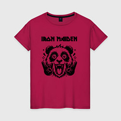 Футболка хлопковая женская Iron Maiden - rock panda, цвет: маджента