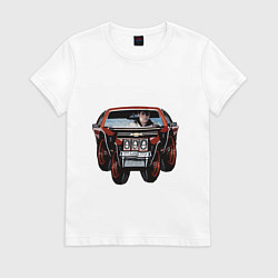 Футболка хлопковая женская Райан гослинг за рулём мем, цвет: белый