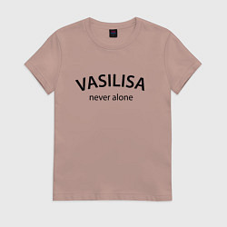 Футболка хлопковая женская Vasilisa never alone - motto, цвет: пыльно-розовый