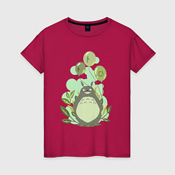 Футболка хлопковая женская Green Totoro, цвет: маджента