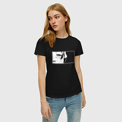 Футболка хлопковая женская Взгляд Мао Мао, цвет: черный — фото 2