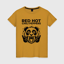 Футболка хлопковая женская Red Hot Chili Peppers - rock panda, цвет: горчичный