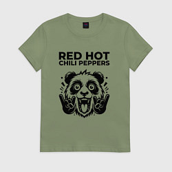 Футболка хлопковая женская Red Hot Chili Peppers - rock panda, цвет: авокадо