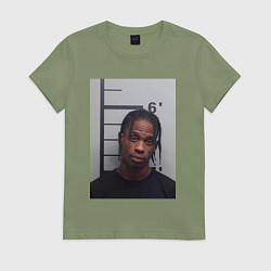 Футболка хлопковая женская Travis Scott magshot, цвет: авокадо