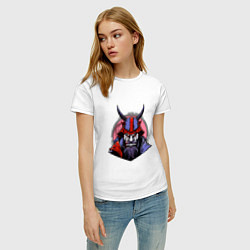 Футболка хлопковая женская Samurai evil face, цвет: белый — фото 2