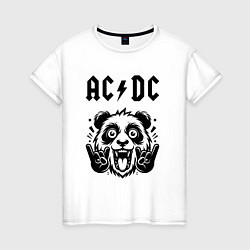 Футболка хлопковая женская AC DC - rock panda, цвет: белый