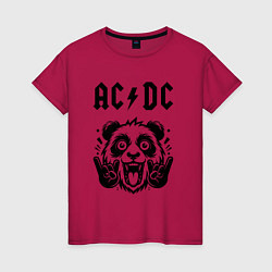 Футболка хлопковая женская AC DC - rock panda, цвет: маджента