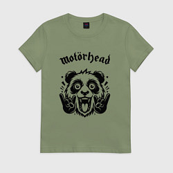 Футболка хлопковая женская Motorhead - rock panda, цвет: авокадо