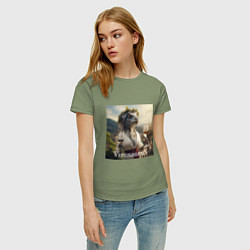 Футболка хлопковая женская Винозавра Балдежная - пивозавриха, цвет: авокадо — фото 2