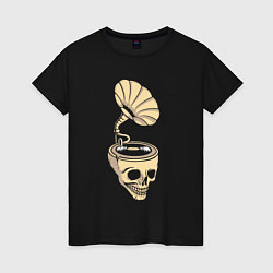 Футболка хлопковая женская Skull vinyl, цвет: черный