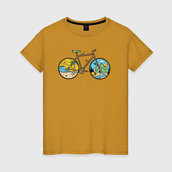 Футболка хлопковая женская Nature bike, цвет: горчичный