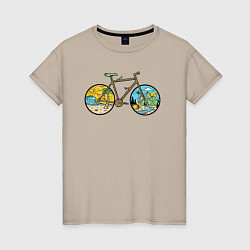 Футболка хлопковая женская Nature bike, цвет: миндальный