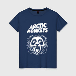 Футболка хлопковая женская Arctic Monkeys rock panda, цвет: тёмно-синий